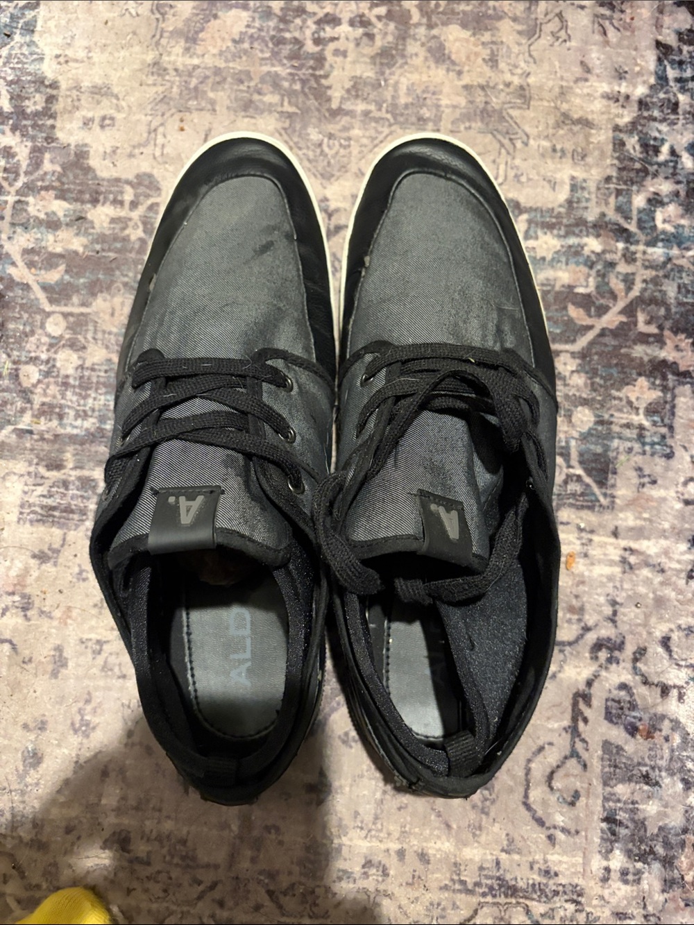 Aldo Black Lace-Up Low-Top Sneakers with White Trim